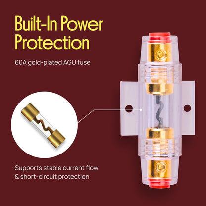 Marine Audio Wiring Kit 1000W Marine Grade 20ft 8 Gauge Power Wire