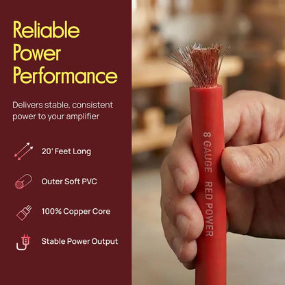 Marine Audio Wiring Kit 1000W Marine Grade 20ft 8 Gauge Power Wire