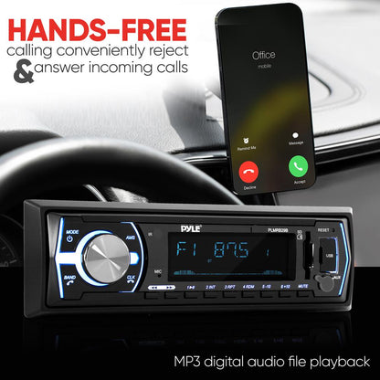 Marine Bluetooth Stereo Receiver - Hands-Free Calls, USB/SD, Single DIN
