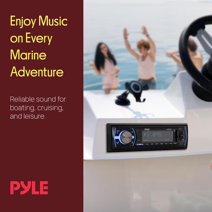 Marine Bluetooth Stereo Receiver - Hands-Free Calls, USB/SD, Single DIN