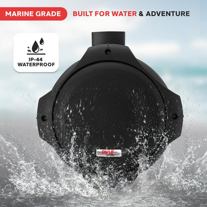 8" Dual Marine Speakers, 300W Waterproof, Poly Mica Cone, Black