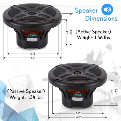 6.5" Bluetooth Marine Speakers, 600W Waterproof, 2-Way Coaxial System