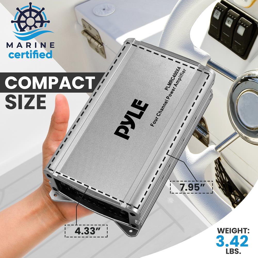 AMPLIFICATORE MARINO USO NAUTICO PYLE PLMRA200 DA 200 WATT RMS E 400 - Foto 3