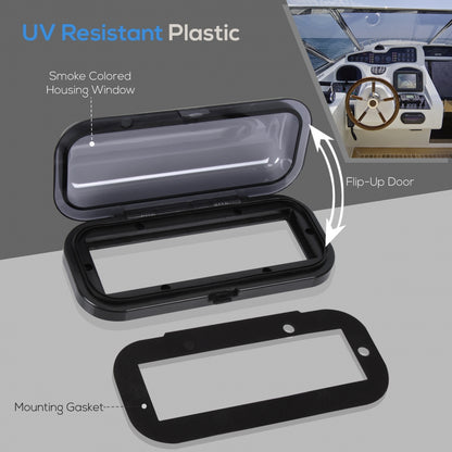 Marine Stereo Cover, Water Resistant Shield, Smoke Window, Flip-Up Door