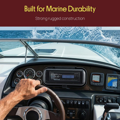 Marine Stereo Cover, Water Resistant Shield, Smoke Window, Flip-Up Door