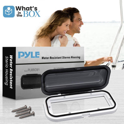 Marine Stereo Cover, Water Resistant, Smoke Window, White