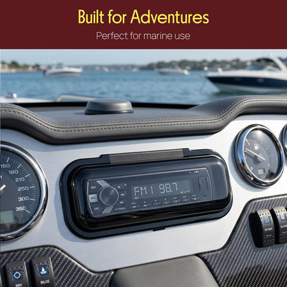 Marine Stereo Cover, Water Resistant, Smoke Window, White