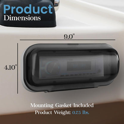 Marine Stereo Cover, Water Resistant, Smoke Window, White