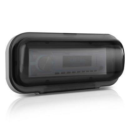 Marine Stereo Cover, Water Resistant, Smoke Window, White