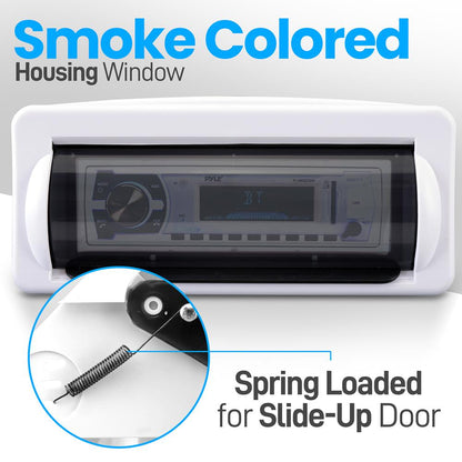 Marine Stereo Cover, Water Resistant, Smoke Window, White Base