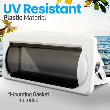 Marine Stereo Cover, Water Resistant, Smoke Window, White Base