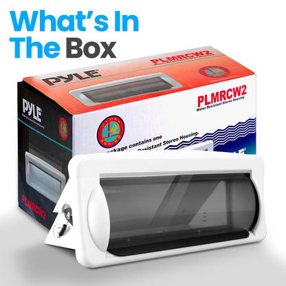 Marine Stereo Cover, Water Resistant, Smoke Window, White Base