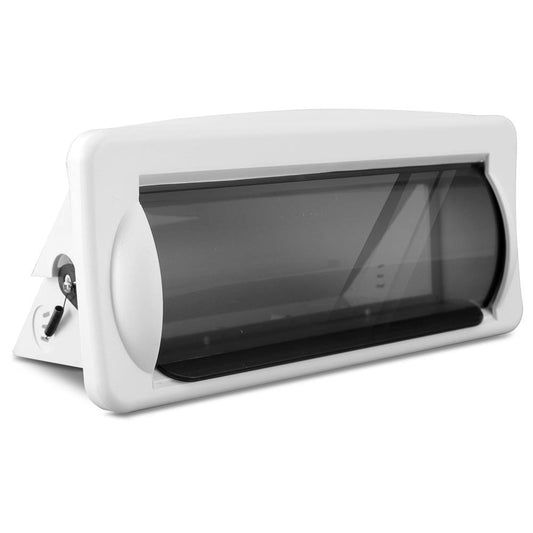 Marine Stereo Cover, Water Resistant, Smoke Window, White Base