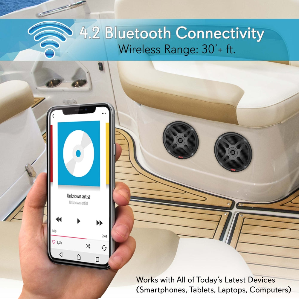 6.5" Marine Speakers Waterproof Bluetooth 600W Coaxial Audio System - Thumbnail 5
