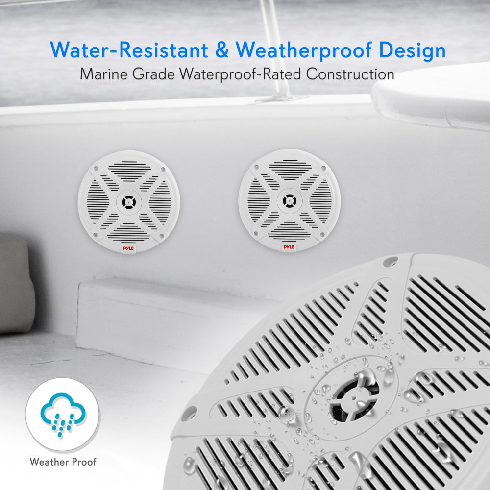 6.5" Marine Speakers Waterproof Bluetooth 600W White - Thumbnail 3