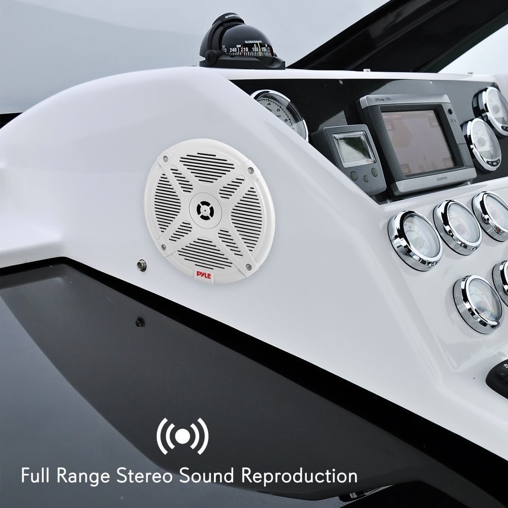 6.5" Marine Speakers Waterproof Bluetooth 600W White - Thumbnail 2