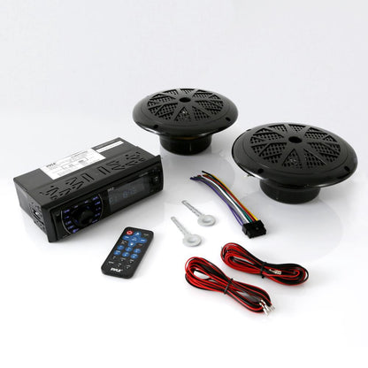 Marine Stereo Kit Bluetooth Streaming Waterproof Speakers Hands-Free Calling