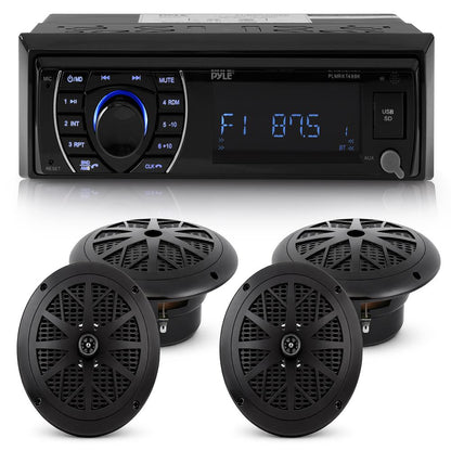 Marine Stereo Kit Bluetooth Hands-Free 4 Waterproof Speakers