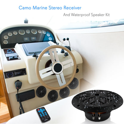 Marine Stereo Kit Bluetooth Hands-Free 4 Waterproof Speakers