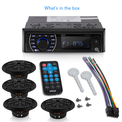 Marine Stereo Kit Bluetooth Hands-Free 4 Waterproof Speakers