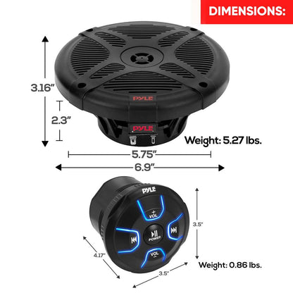 6.5" Marine Speakers Kit Waterproof Bluetooth Control 600W White