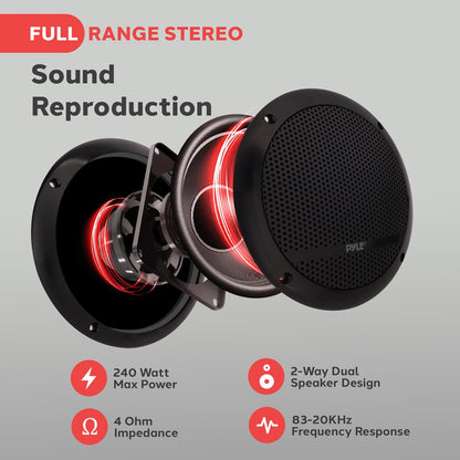 Bluetooth Marine Speaker System 240W Waterproof 6.5" Dual Cone White