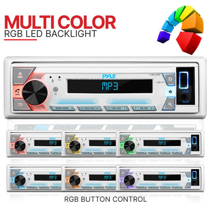 Bluetooth Stereo Receiver - Hands-Free Calling, LCD Display, White