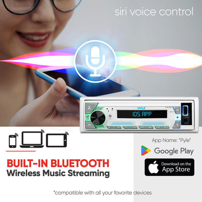 Bluetooth Stereo Receiver - Hands-Free Calling, LCD Display, White