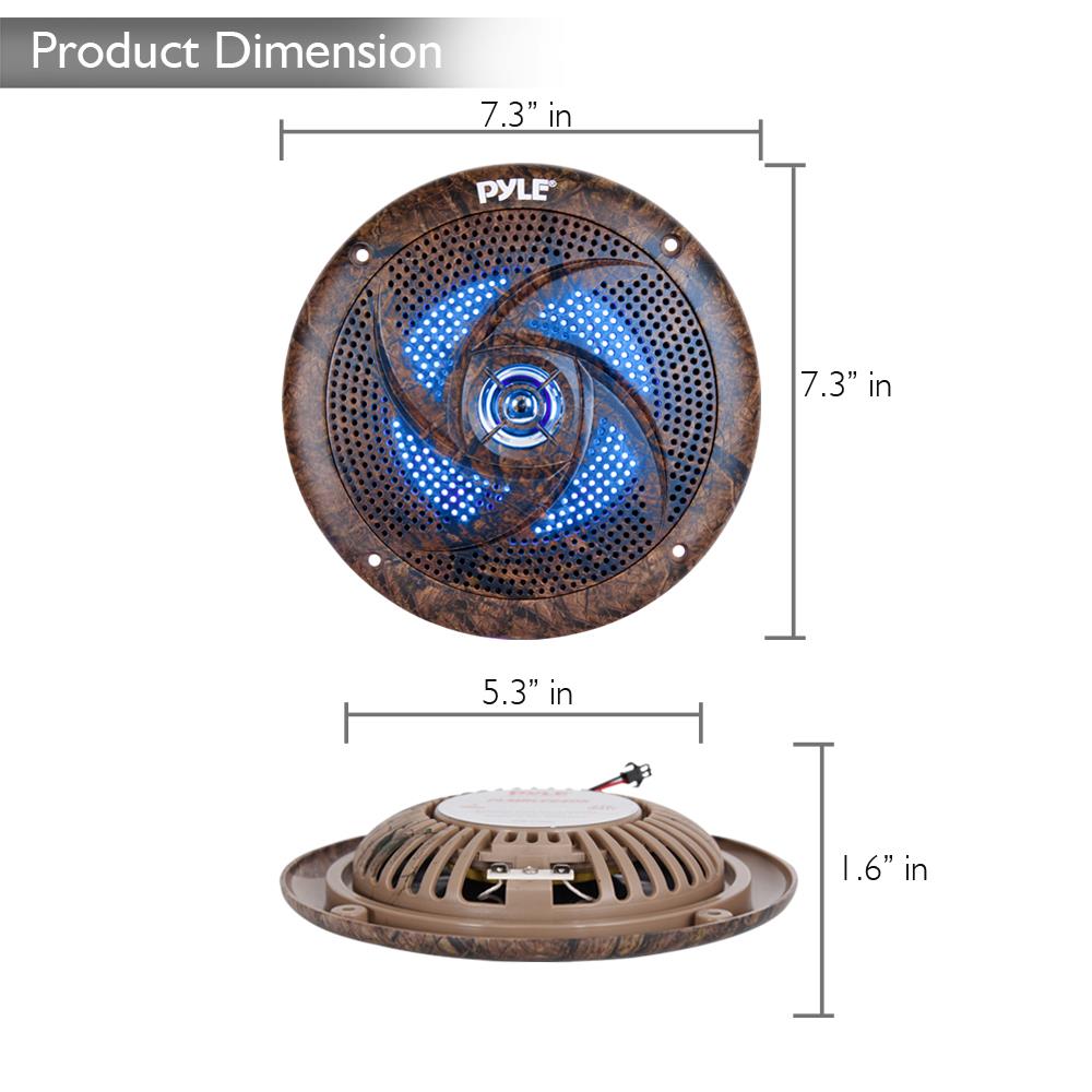 6.5" Marine Speakers Waterproof 240W LED Lights Camo Style - Thumbnail 4