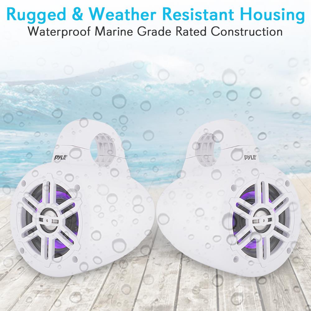 Waterproof Marine Tower Speakers with Bluetooth and LED Lights - Thumbnail 4