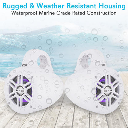 product image number 3 for Pyle 4” Bluetooth & Led Marine Tower Speakers