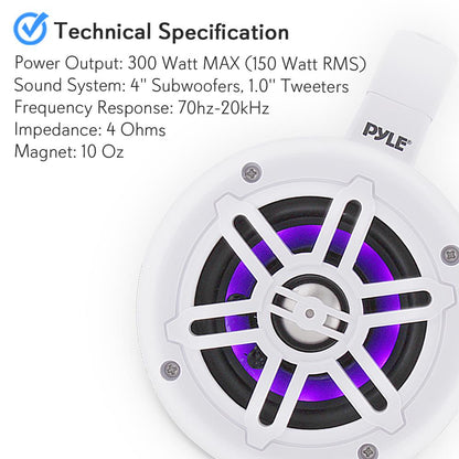 product image number 6 for Pyle 4” Bluetooth & Led Marine Tower Speakers