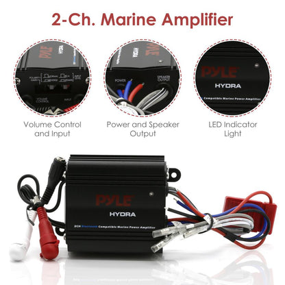 Marine Amplifier 200W Bluetooth Waterproof Compact Design