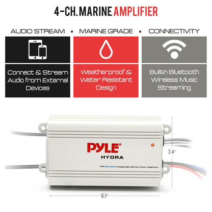 Marine Amplifier 200W Bluetooth Waterproof White
