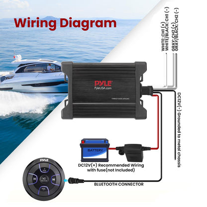 Waterproof Bluetooth Marine Amplifier 600W Weatherproof 2-Channel