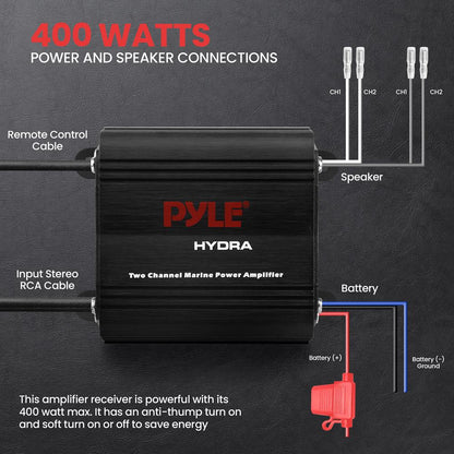 product image number 5 for Pyle 2-Ch. Waterproof Rated Marine Amplifier