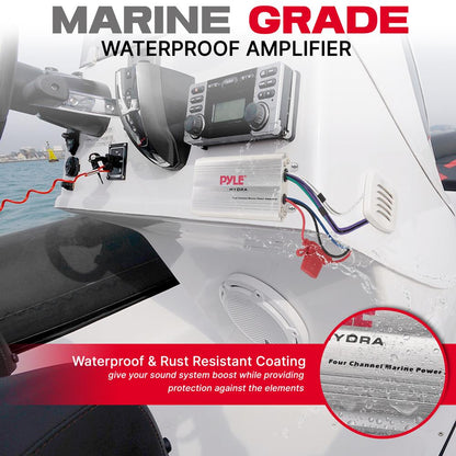 Marine Amplifier 400W Waterproof 4-Channel RCA Input Remote Control