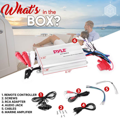 Marine Amplifier 400W Waterproof 4-Channel RCA Input Remote Control