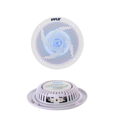 Pyle Low-Profile Waterproof Marine Speakers With Blue LED Lights - 4 Inch, 100W Pair