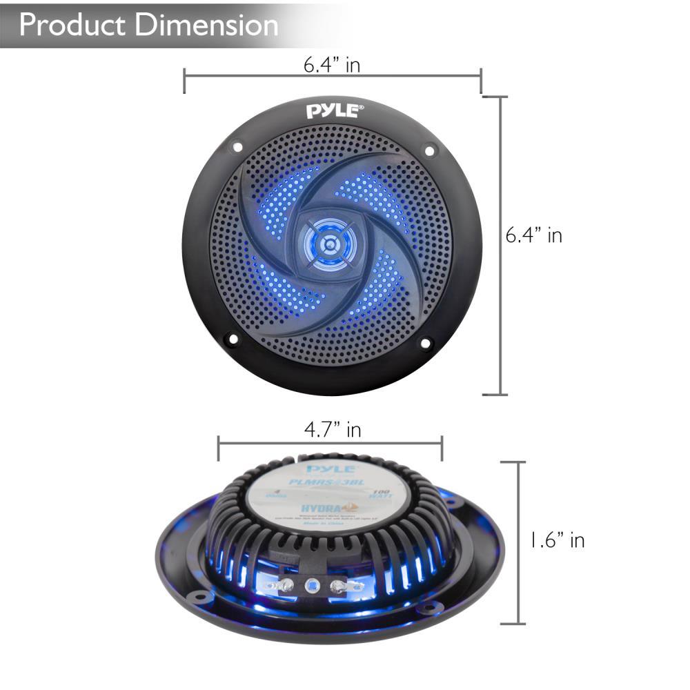 Marine Speakers 180W Waterproof LED Lights Slim Design Blue