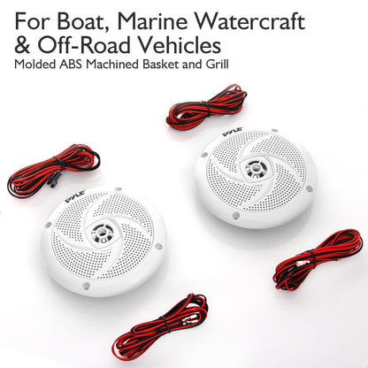 Marine Speakers Waterproof 180W LED Lights Low-Profile 5.25" Pair