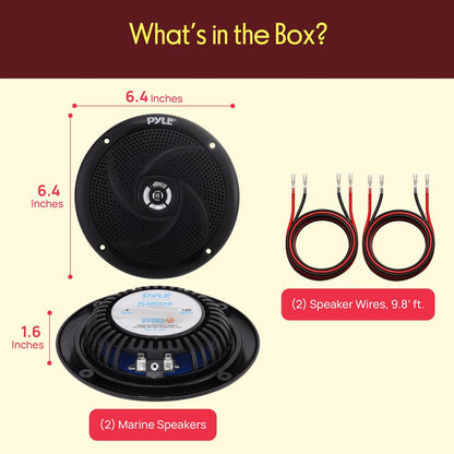 5.25" 180W Waterproof Marine Speakers, Low-Profile Slim Style (2 Pack)