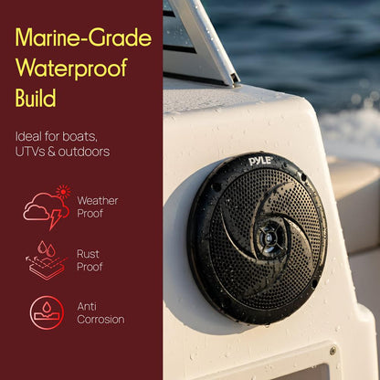 5.25" 180W Waterproof Marine Speakers, Low-Profile Slim Style (2 Pack)