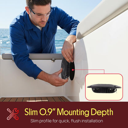 5.25" 180W Waterproof Marine Speakers, Low-Profile Slim Style (2 Pack)