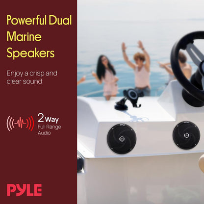 5.25" 180W Waterproof Marine Speakers, Low-Profile Slim Style (2 Pack)