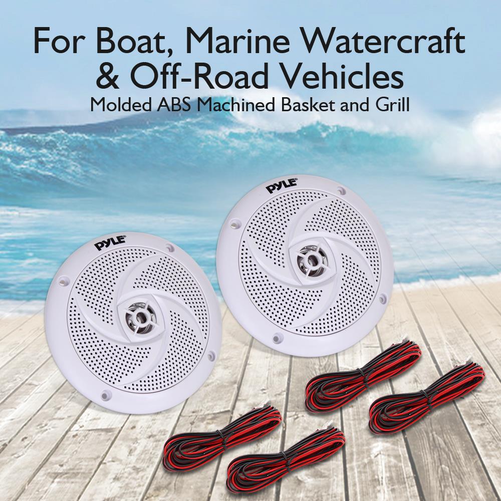Marine Speakers 180W Waterproof Low-Profile White