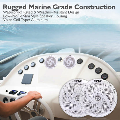 Marine Speakers 180W Waterproof 5.25" Low-Profile White