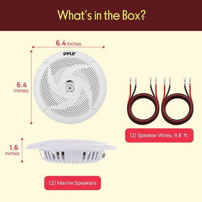 Marine Speakers 180W Waterproof 5.25" Low-Profile White