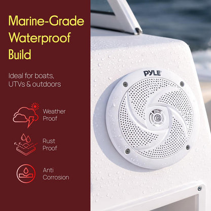 Marine Speakers 180W Waterproof 5.25" Low-Profile White