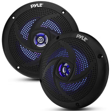Marine Waterproof Speakers 6.5" - 240W, LED Lights, Slim Style, Blue
